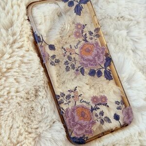 Coach Transparent Case with Purple Floral Design